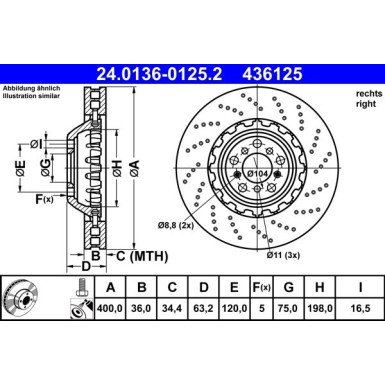 ATE | Bremsscheibe | 24.0136-0125.2