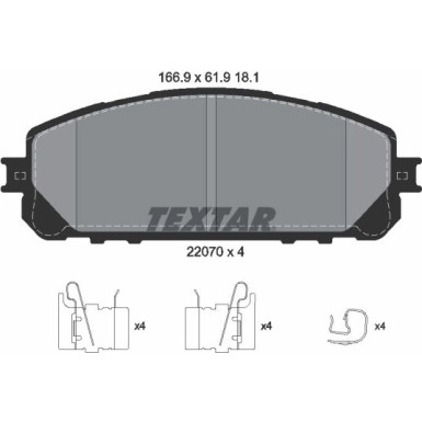 Textar | Bremsbelagsatz, Scheibenbremse | 2207001