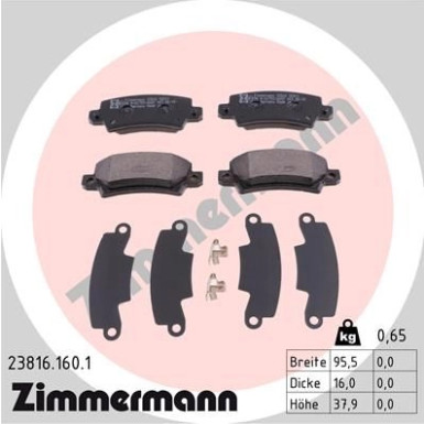 Zimmermann | Bremsbelagsatz, Scheibenbremse | 23816.160.1