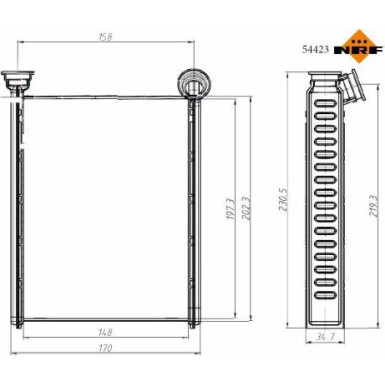 NRF | Wärmetauscher, Innenraumheizung | ohne Rohr | 54423