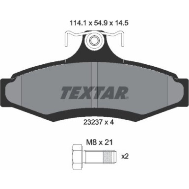 Textar | Bremsbelagsatz, Scheibenbremse | 2323701