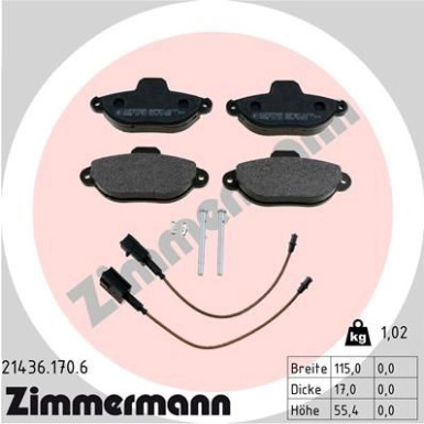 Zimmermann | Bremsbelagsatz, Scheibenbremse | 21436.170.6