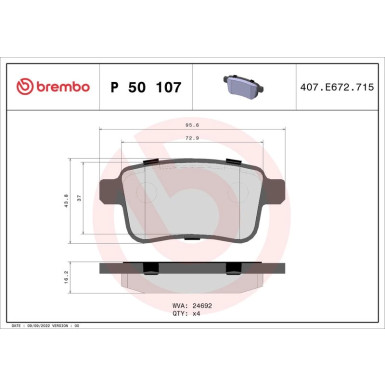 Brembo | Bremsbelagsatz, Scheibenbremse | P 50 107