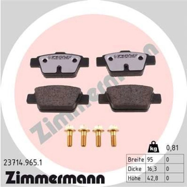 Zimmermann | Bremsbelagsatz, Scheibenbremse | 23714.965.1