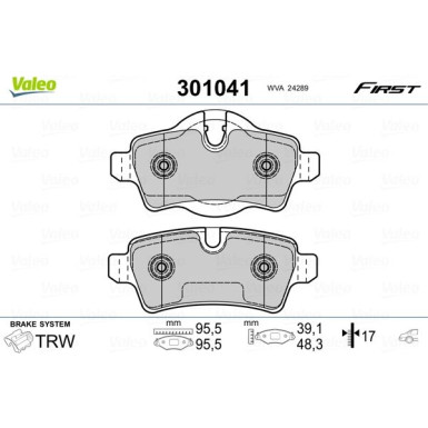 Valeo | Bremsbelagsatz, Scheibenbremse | 301041