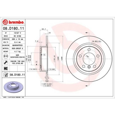 Brembo | Bremsscheibe | 08.D180.11