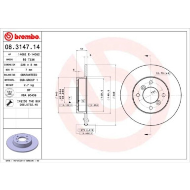 Brembo | Bremsscheibe | 08.3147.14