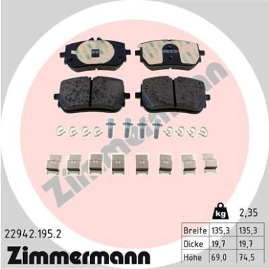 Zimmermann | Bremsbelagsatz, Scheibenbremse | 22942.195.2