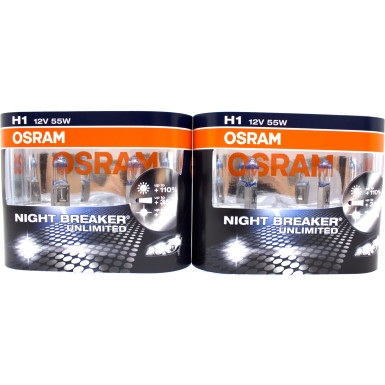 Glühlampe, Scheinwerfer | 2X Osram | Night Breaker Unlimited H1 (Duo Box) | 64150NBU-HCB