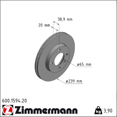 Zimmermann | Bremsscheibe | 600.1594.20