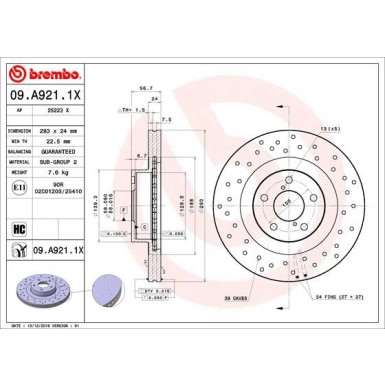 Brembo | Bremsscheibe | 09.A921.1X