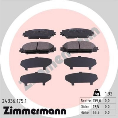 Zimmermann | Bremsbelagsatz, Scheibenbremse | 24336.175.1