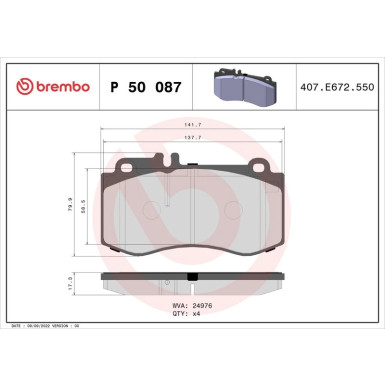 Brembo | Bremsbelagsatz, Scheibenbremse | P 50 087