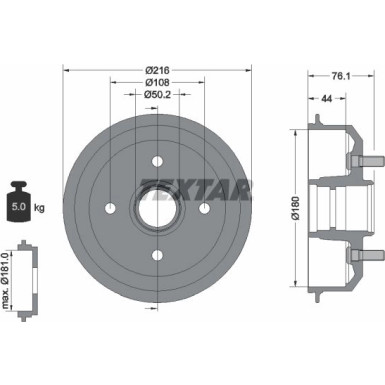 Textar | Bremstrommel | 94018500