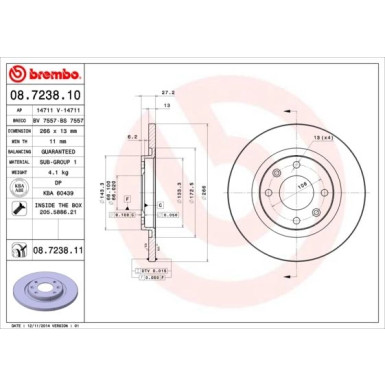 Brembo | Bremsscheibe | 08.7238.11