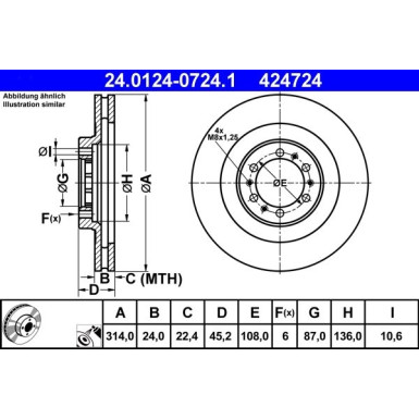 ATE | Bremsscheibe | 24.0124-0724.1