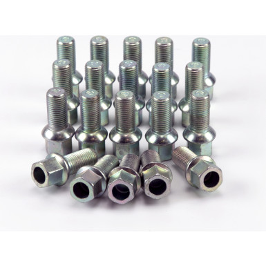 20x FEBI 09801 Radschraube M14x1,5, Kugelbund A/G, 27 mm, silber, 8.8, für Leichtmetallfelgen, für Stahlfelgen, SW17, verzinkt, Stahl, Außensechskant