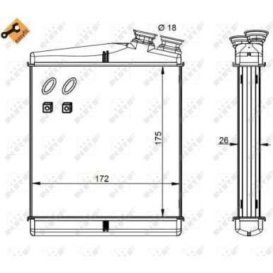 NRF | Wärmetauscher, Innenraumheizung | ohne Rohr | 54340