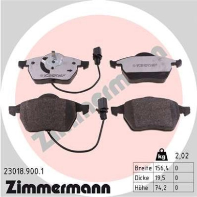 Zimmermann | Bremsbelagsatz, Scheibenbremse | 23018.900.1