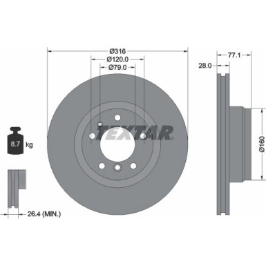 Textar | Bremsscheibe | 92071405