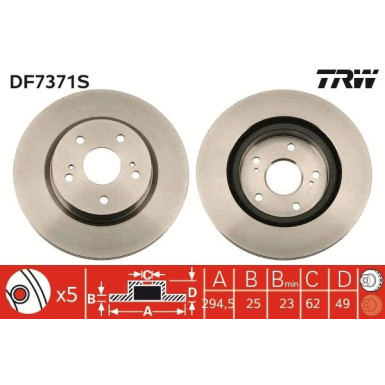 TRW | Bremsscheibe | DF7371S