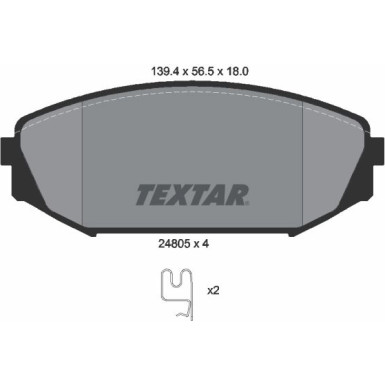 Textar | Bremsbelagsatz, Scheibenbremse | 2480501