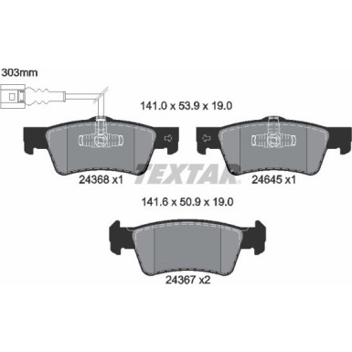 Textar | Bremsbelagsatz, Scheibenbremse | 2436801