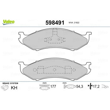 Valeo | Bremsbelagsatz, Scheibenbremse | 598491