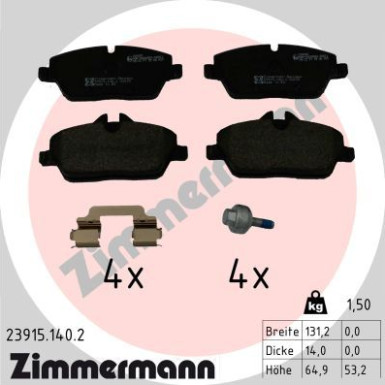 Zimmermann | Bremsbelagsatz, Scheibenbremse | 23915.140.2