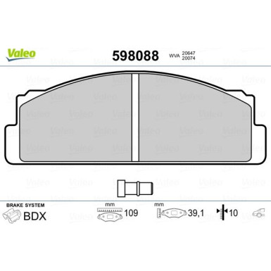 Valeo | Bremsbelagsatz, Scheibenbremse | 598088