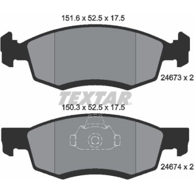 Textar | Bremsbelagsatz, Scheibenbremse | 2467301