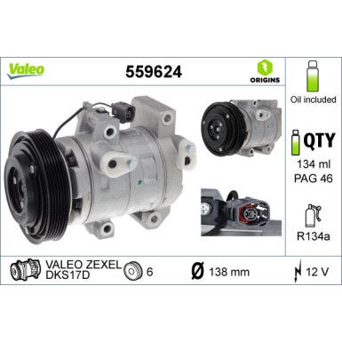 Valeo | Kompressor, Klimaanlage | 559624