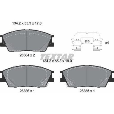 Textar | Bremsbelagsatz, Scheibenbremse | 2638401