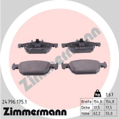 Zimmermann | Bremsbelagsatz, Scheibenbremse | 24796.175.1