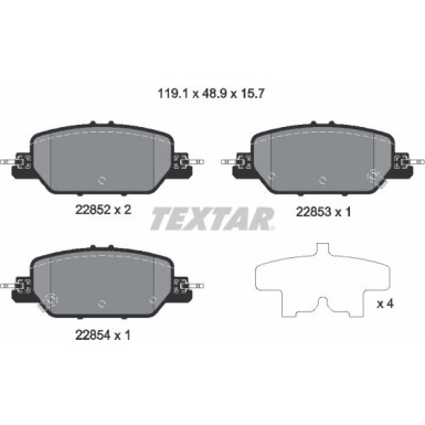 Textar | Bremsbelagsatz, Scheibenbremse | 2285201