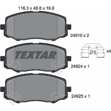 Textar | Bremsbelagsatz, Scheibenbremse | 2491001