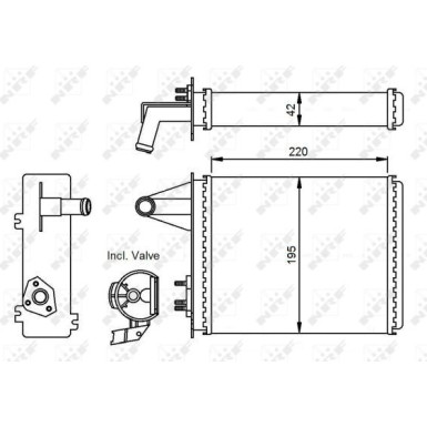 NRF | Wärmetauscher, Innenraumheizung | mit Adapter | 53556