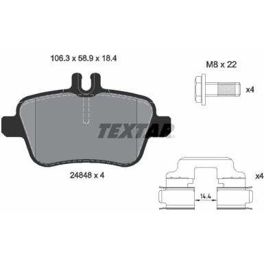 Textar | Bremsbelagsatz, Scheibenbremse | 2484801