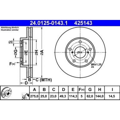 ATE | Bremsscheibe | 24.0125-0143.1