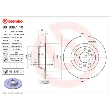 Brembo | Bremsscheibe | 08.9367.11