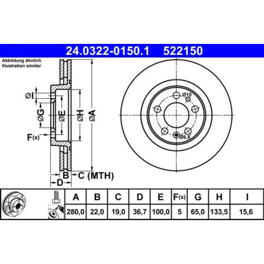 ATE | Bremsscheibe | 24.0322-0150.1