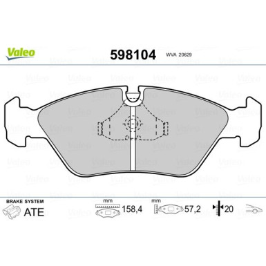 Valeo | Bremsbelagsatz, Scheibenbremse | 598104