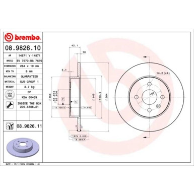 Brembo | Bremsscheibe | 08.9826.11