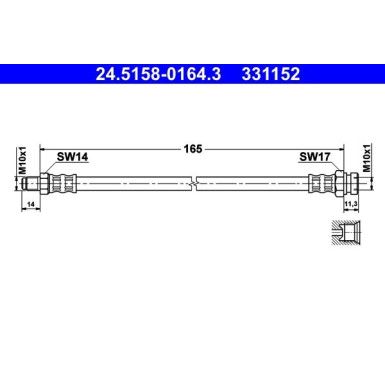 ATE | Bremsschlauch | 24.5158-0164.3