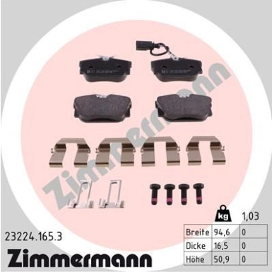 Zimmermann | Bremsbelagsatz, Scheibenbremse | 23224.165.3