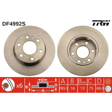 TRW | Bremsscheibe | DF4992S