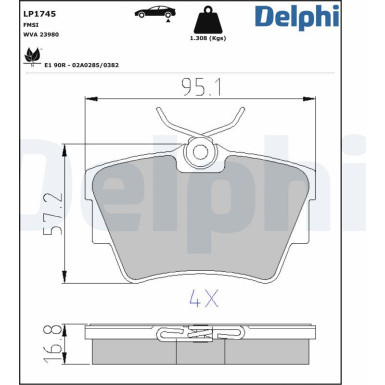 Delphi | Bremsbelagsatz, Scheibenbremse | LP1745