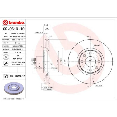 Brembo | Bremsscheibe | 09.9619.11