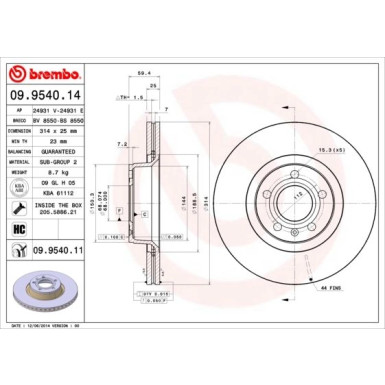 Brembo | Bremsscheibe | 09.9540.11