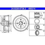 ATE | Bremstrommel | 24.0220-0738.2